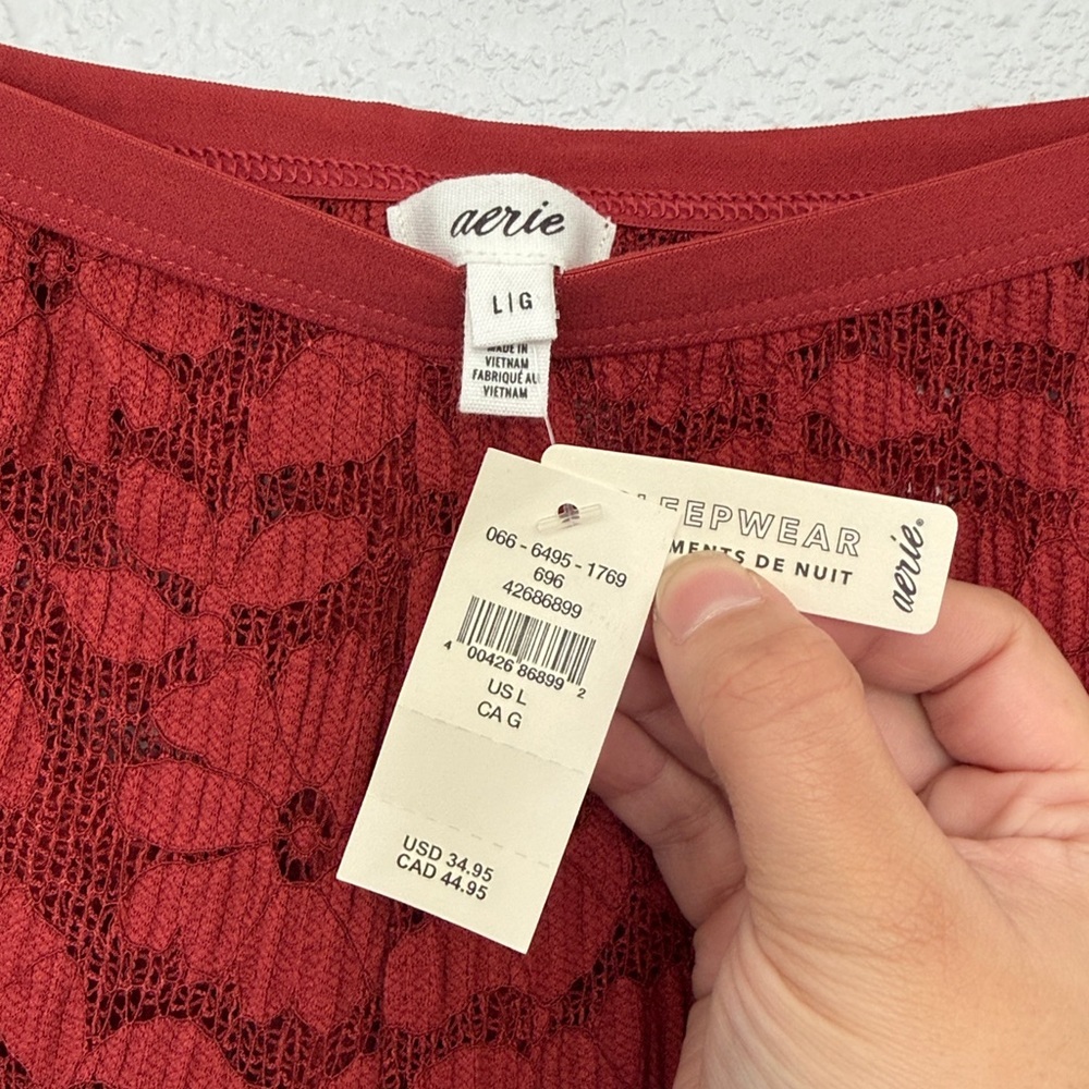 Aerie Offshore Lace Boxer Burgundy Red Large NWT - Picture 3 of 5